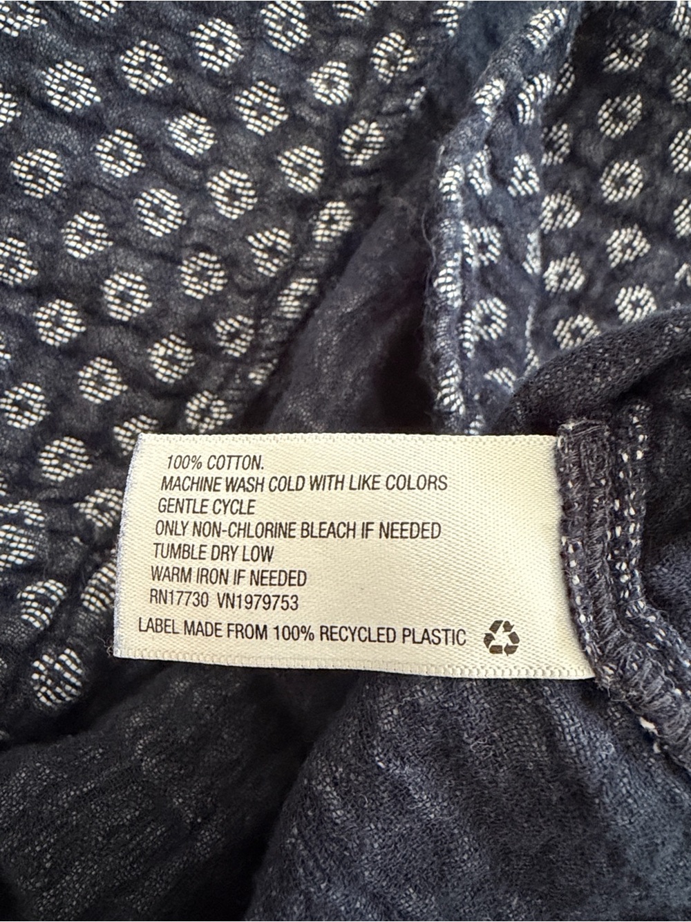 Navy peasant blouse 100% cotton - Picture 6 of 6